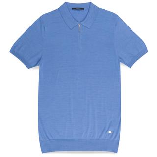 Silk and cotton half-zip polo